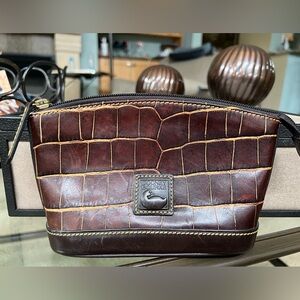 Dooney & Bourke Vintage Croc-Embossed Leather Cosmetic Bag - Cognac